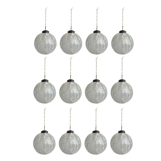 Hello Honey® 4" White Round Mosaic Glass Ball Ornaments, 12ct.
